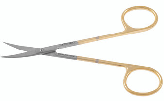 1100-350JQ - IRIS SCISSORS GOLD RINGS CURVED 4 1/2" QUANTUM
