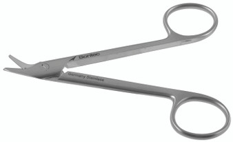 1100-308Q - WIRE SUTURE SCISSORS SERRATED BLADES ANGLED 5" QUANTUM