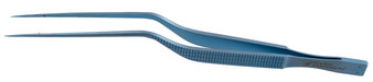 2601-295C - TITANIUM YASARGIL FORCEPS FLAT BAYONET CROSS-SERRATED HANDLE STRAIGHT 0.5mm SHARP TC DUST 8 3/4"