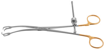 1103-057 - SCHROEDER VULSELLUM BONE CLAMP W/SPEED LOCK CURVED SIDEWAYS 9 3/4"