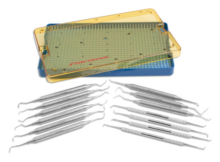 1102-100-SET - DENTAL BURNISHER/CURETTE/PROBE/SCALER SET W/TRAY  (13ea)