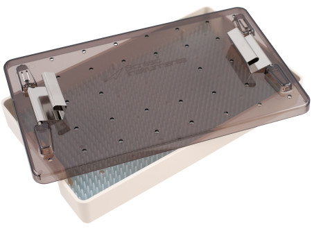 1103-717D - THERMOPLASTIC INSTRU TRAY DEEP W/MAT & CLASP 11 x 7 x 1.5"