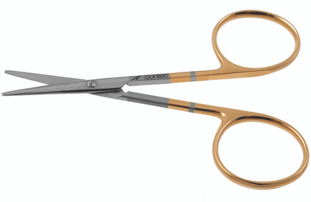 1200-015 - LEXER-STRABISMUS BABY SCISSORS POWER CUT GOLD STRAIGHT LARGE RING 4"