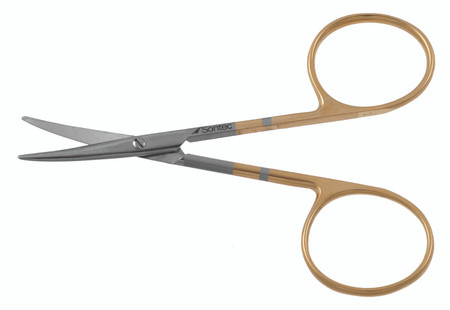 1200-016 - LEXER-STRABISMUS BABY SCISSORS POWER CUT GOLD CURVED LARGE RING 4"