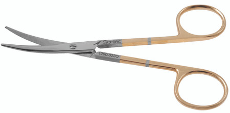 1200-022Q - STRABISMUS SCISSORS POWER CUT GOLD CURVED 4 1/2" QUANTUM