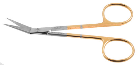 1200-025 - IRIS SCISSORS POWER-CUT-GOLD ANGLE SIDEWAYS 4 1/2"