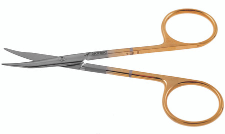 1200-064 - STEVENS TENOTOMY SCISSORS POWER CUT GOLD LONG CURVED BLUNT 4 1/2"