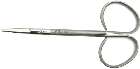 1200-070 - KAYE BLEPH SCISSORS RIBBON HANDLE POWER-CUT-GOLD STRAIGHT SERRATED 4 1/4"