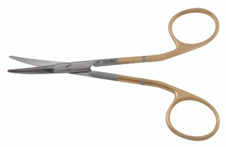 1200-076 - KAYE BLEPH SCISSORS SPREAD HANDLE POWER-CUT-GOLD CURVED 4 3/4"