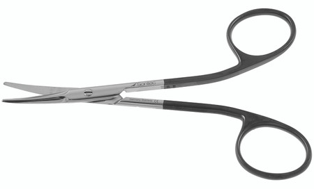 1200-076B - KAYE FACE LIFT/BLEPH SCISSORS SPREAD HANDLE POWER CUT BLACK CURVED 4 3/4"