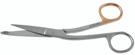 1200-190LQ - KNOWLES BANDAGE SCISSORS POWER CUT GOLD ANGLE SERRATED 5 1/2" LEFT QUANTUM