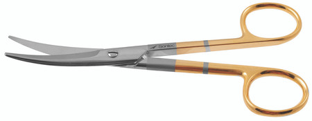 1200-254Q - MAYO SCISSORS BEVELED BLADES POWER-CUT-GOLD CURVED 5 1/2" QUANTUM