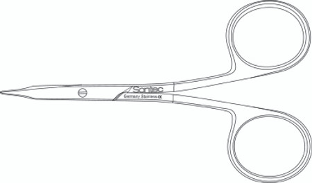 1200-708 - BLACK STEVENS TENOTOMY SCISSORS ERGONOMIC SPREAD HANDLE PC LONG CURVED BLUNT 4 1/2"