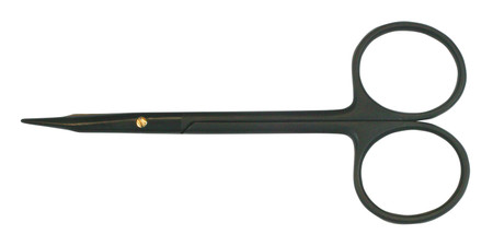 1200-930 - STEVENS TENOTOMY SCISSORS CERAMITEC POWER CUT W/GOLD SCREW LONG CURVED BLUNT 4 1/2"