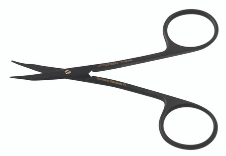 1200-935 - STEVENS TENOTOMY SCISSORS CERAMITEC POWER-CUT SPREAD HANDLE GOLD SCREW  LONG CURVED BLUNT 4 1/2"