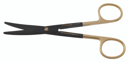 1200-962 - MAYO SCISSORS CERAMITEC GOLD SCREW/SHINY RING BEVELED BLADES TC-POWER-CUT CURVED 5 1/2"