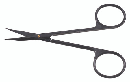 1200-985 - CERAMITEC STEVENS SABERBACK TENOTOMY SCISSORS DOUBLE BEVELED TC-POWER-CUT CURVED BLUNT 4 1/2"
