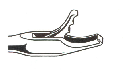 1271-523 - SQUARE BITE RONGEUR 3.4mm CURVED UP/15° ANGLE 45° LEFT W/OVERLOAD CONE 7"