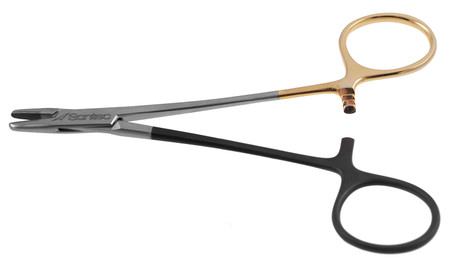 132-110L - BAUMGARTNER NEEDLE HOLDER MINI TC SERRATED TIP 5" LEFT