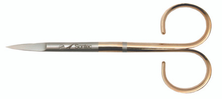 13-7775 - IRIS SCISSORS RIB HANDLE POWER CUT GOLD STRAIGHT LARGE BLADES 4 1/2"