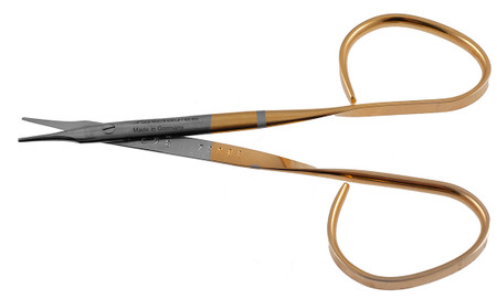 13-8863 - STEVENS TENOTOMY SCISSORS RIB HANDLE STRAIGHT POWER-CUT-GOLD 3 3/4"