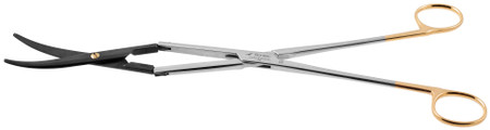 140-417A - METZENBAUM DOUBLE ARTICULATED SCISSORS CERAMITEC CURVED 15° BLADES POWER CUT GOLD 13"