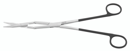 140-421 - STEVENS TENOTOMY DOUBLE ARTICULATING SCISSORS DOUBLE ACTION CURVED BLADES POWER CUT BLACK 10 1/4"