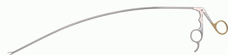 1404-881 - LARYNGOSCOPIC GRASPING FORCEPS VERTICAL JAW 4.5mm CURVED SHAFT 30" FS