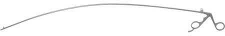 1404-881HM - LARYNGOSCOPIC GRASPING FORCEPS HORIZONTAL JAW 4.5mm CURVED MALLEABLE SHAFT 30" FS
