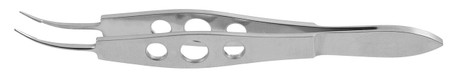 14-5510 - JAFFE FORCEPS W/TYING PLATFORM FENESTRATED HANDLE ANGLE SMOOTH TIP STAINLESS STEEL 4"