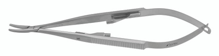 15-1880 - CASTROVIEJO NEEDLE HOLDER W/LOCK STANDARD CURVED TIP 5 1/2"