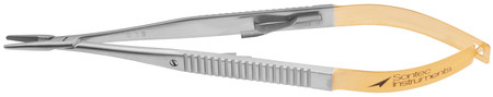 15-1900 - CASTROVIEJO NEEDLE HOLDER W/LOCK FLAT HANDLE TC INSERT STRAIGHT TIP 5 3/4"