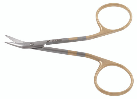 199-502 - BIRO NAEVUS SCISSORS SPREAD HANDLE SHARP UP ANGLED BLADES POWER-CUT-GOLD 4" FS