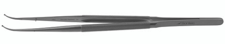 2200-202 - RING TIP FORCEPS ROUND HANDLE TC DUST CURVED 1mm 7 1/8" LIGHT WEIGHT