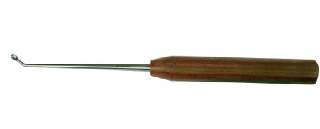 320-624 - LONG PHENOLIC HANDLE CURETTE 6mm x 9mm SERRATED CUP 45° CURVED RIGHT 14.5"