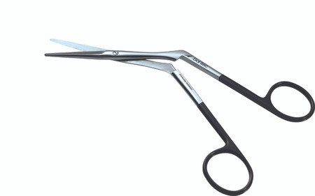 475-301 - HEYMANN KNIGHT NASAL SCISSORS STRAIGHT BLADES ANGLED TO SIDE POWER-CUT-BLACK 7"