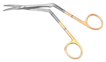 475-306 - KNIGHT NASAL SCISSORS POWER CUT CURVED RIGHT ANGLED TO SIDE POWER CUT GOLD 7"