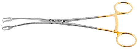 525-364 - SCHROEDER VULSELLUM BONE CLAMP W/RATCHET CURVED ON THE FLAT 9 3/4"