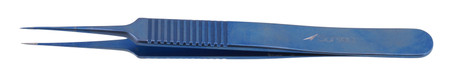 T14-6855P - TITANIUM JEWELER FORCEPS STRAIGHT DELICATE W/ PLATFORM 4 1/4" #5 SERRATED HANDLE