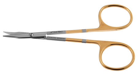1200-052Q - STEVENS TENOTOMY SCISSORS POWER CUT GOLD SHORT CURVED BLUNT 4 1/8" QUANTUM