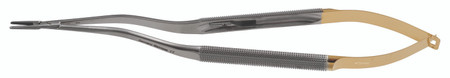 400-228Q - MICRO BAYONET NEEDLE HOLDER ROUND HANDLE TC SERRATED STRAIGHT W/LOCK 8 1/4" QUANTUM