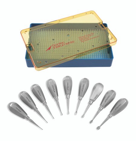 1103-3893-SET - WINGED DENTAL ELEVATORS SHORT HANDLE COMPLETE SET W/TRAY