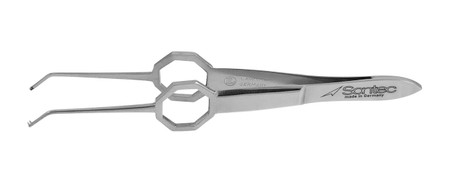 14-4728 - FOERSTER IRIS TISSUE FORCEPS OCTAGONAL HANDLE ANGLED TIP 1 x 2 TEETH 3 3/4"