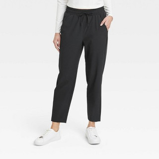 New - Women's Stretch Woven Taper Pants - All in Motion Black L