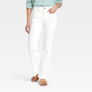 New - Women's High-Rise Flare Jeans - Universal Thread White 4
