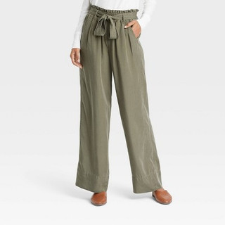 New - Women's High-Rise Wide Leg Pants - Knox Rose Olive Green S
