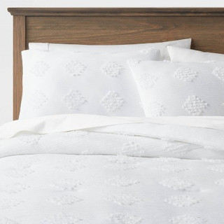 New - King Tufted Diamond Crinkle Comforter & Sham Set White - Threshold