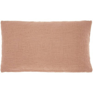 New - 14"x24" Oversized Life Styles Solid Woven Cotton Lumbar Throw Pillow Blush - Mina Victory