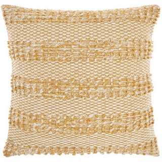 New - 18"x18" Woven Striped and Dots Square Throw Pillow Yellow - Mina Victory