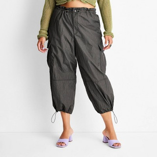 New - Women's Utility Nylon Cargo Pants - Future Collective with Alani Noelle Charcoal Gray 2X